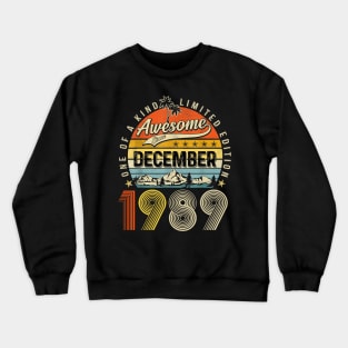 Awesome Since December 1989 Vintage 34th Birthday Crewneck Sweatshirt